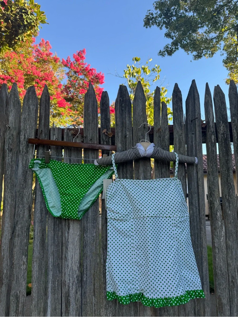 Y2K Green & White Polka Dot Tankini Set 🌼💚